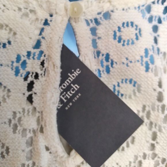 Y2K A & F Cropped Beaded Embroidered Fringed Lace Top Halter Sz L New W Tags - Picture 8 of 10